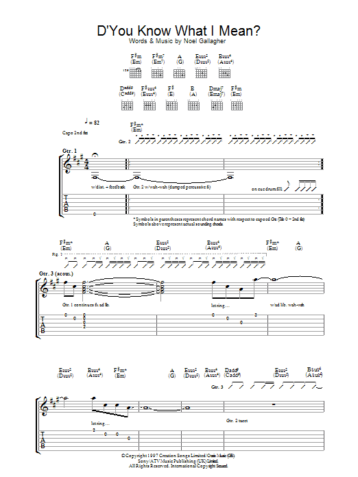 Download Oasis D'You Know What I Mean? Sheet Music