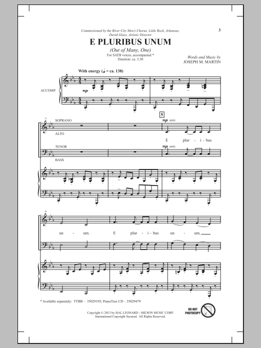 Download Joseph M. Martin E Pluribus Unum Sheet Music