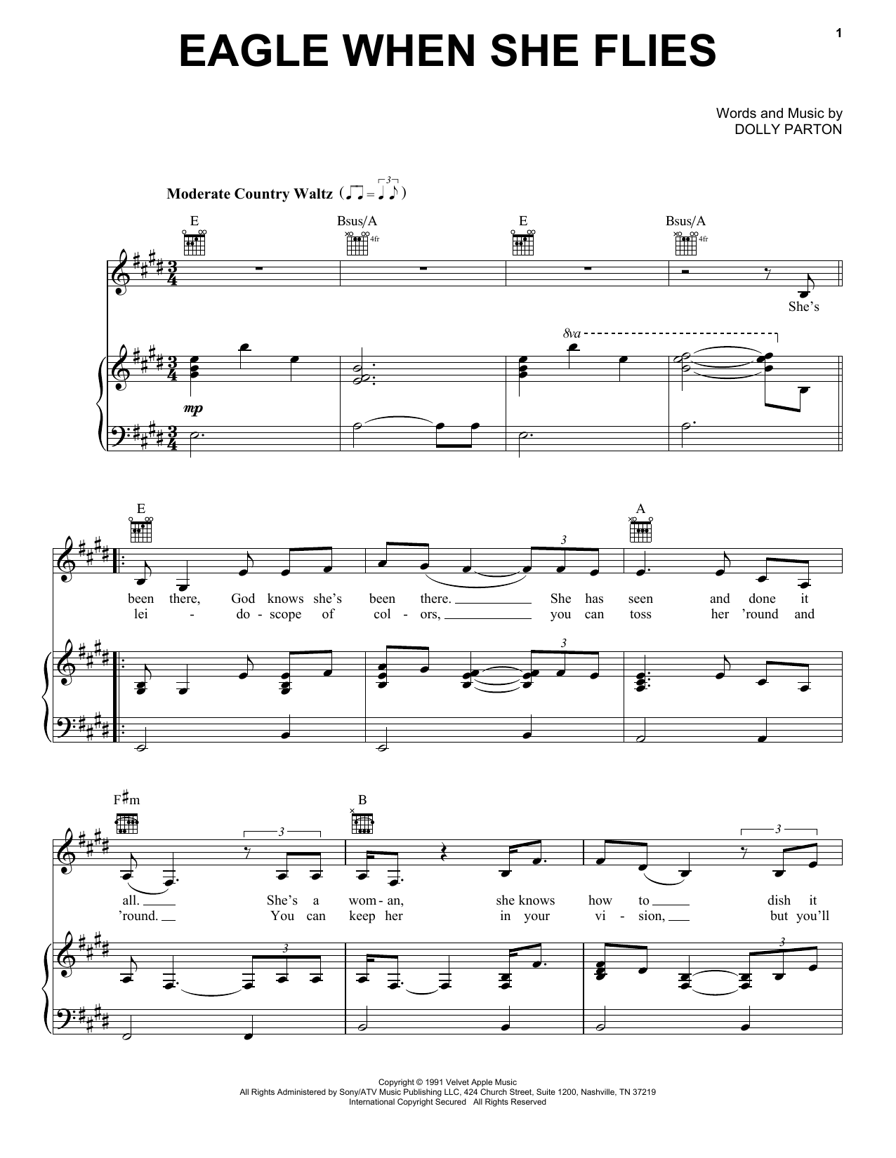 Download Dolly Parton Eagle When She Flies Sheet Music