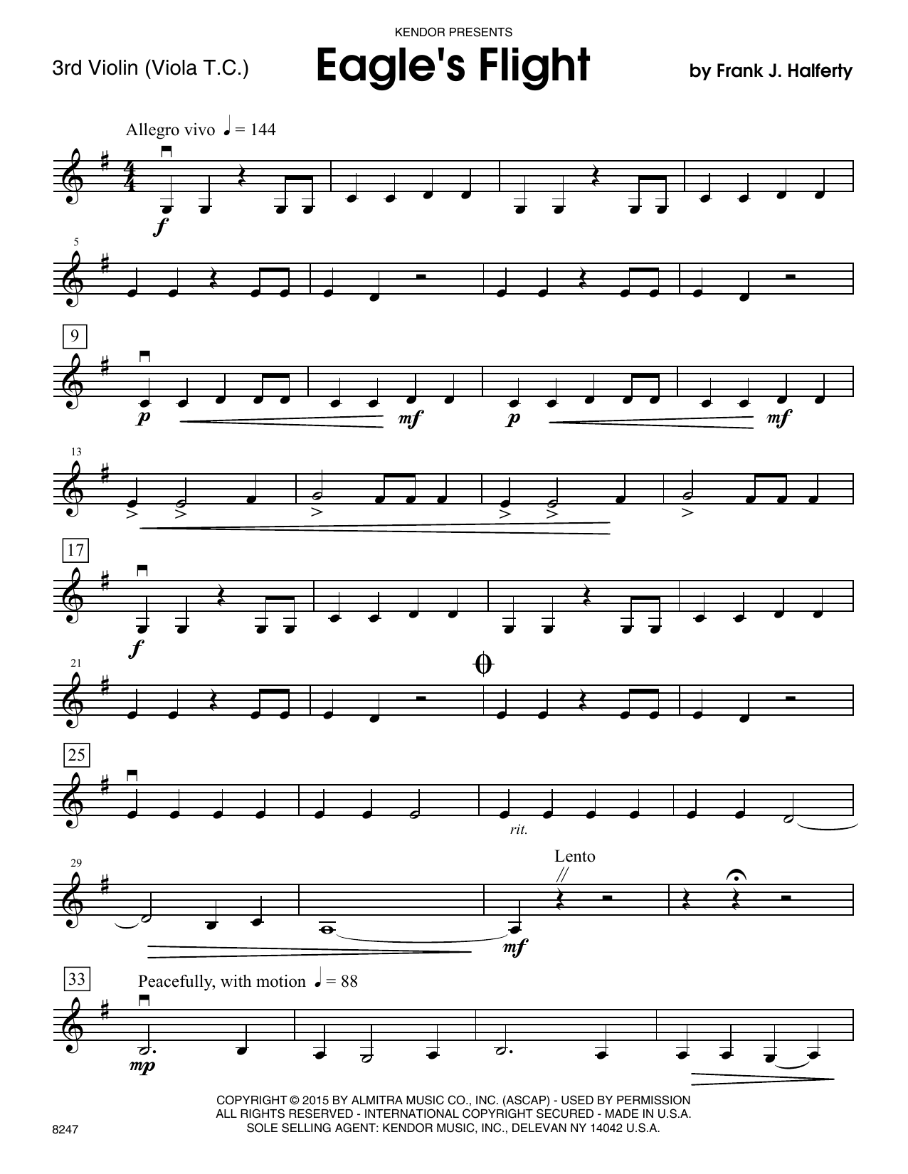 Download Frank J. Halferty Eagle's Flight - Violin 3 (Viola T.C.) Sheet Music