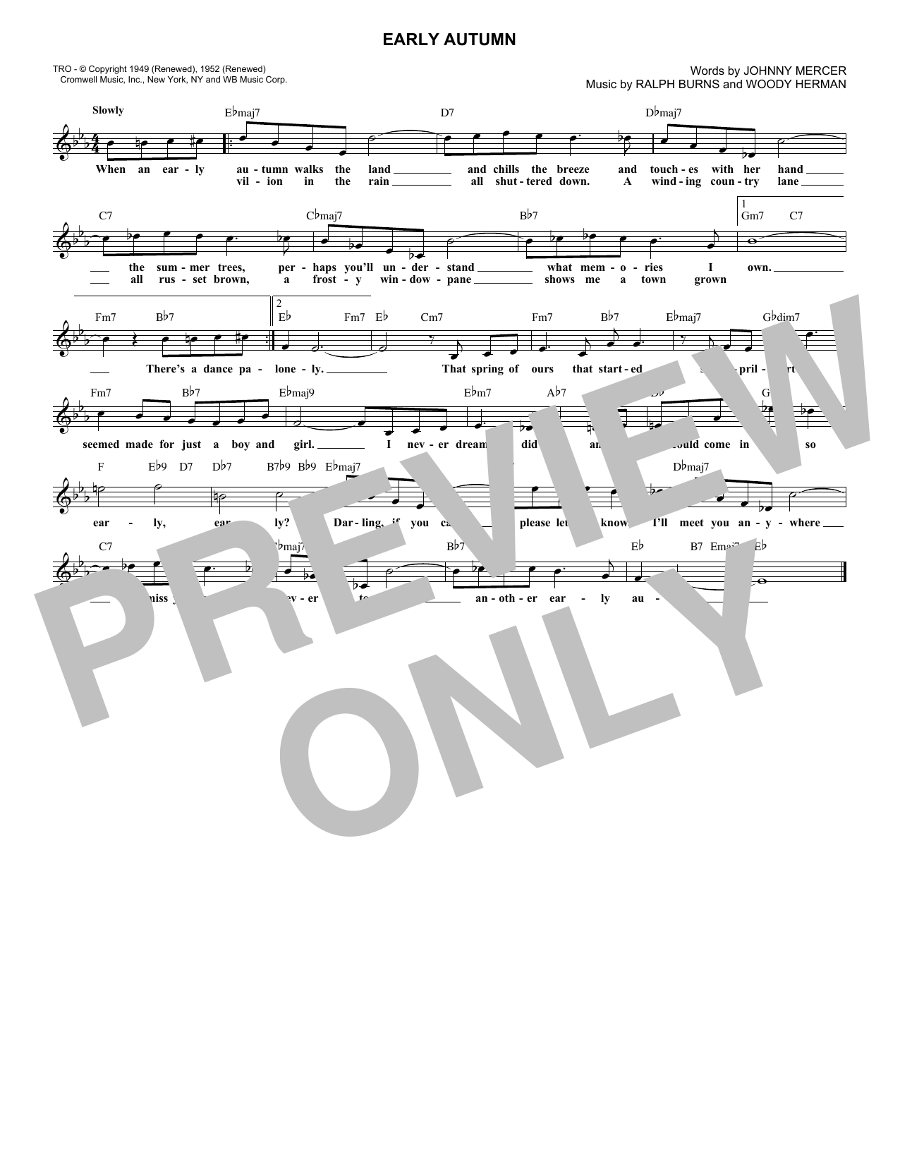 Download Johnny Mercer Early Autumn Sheet Music