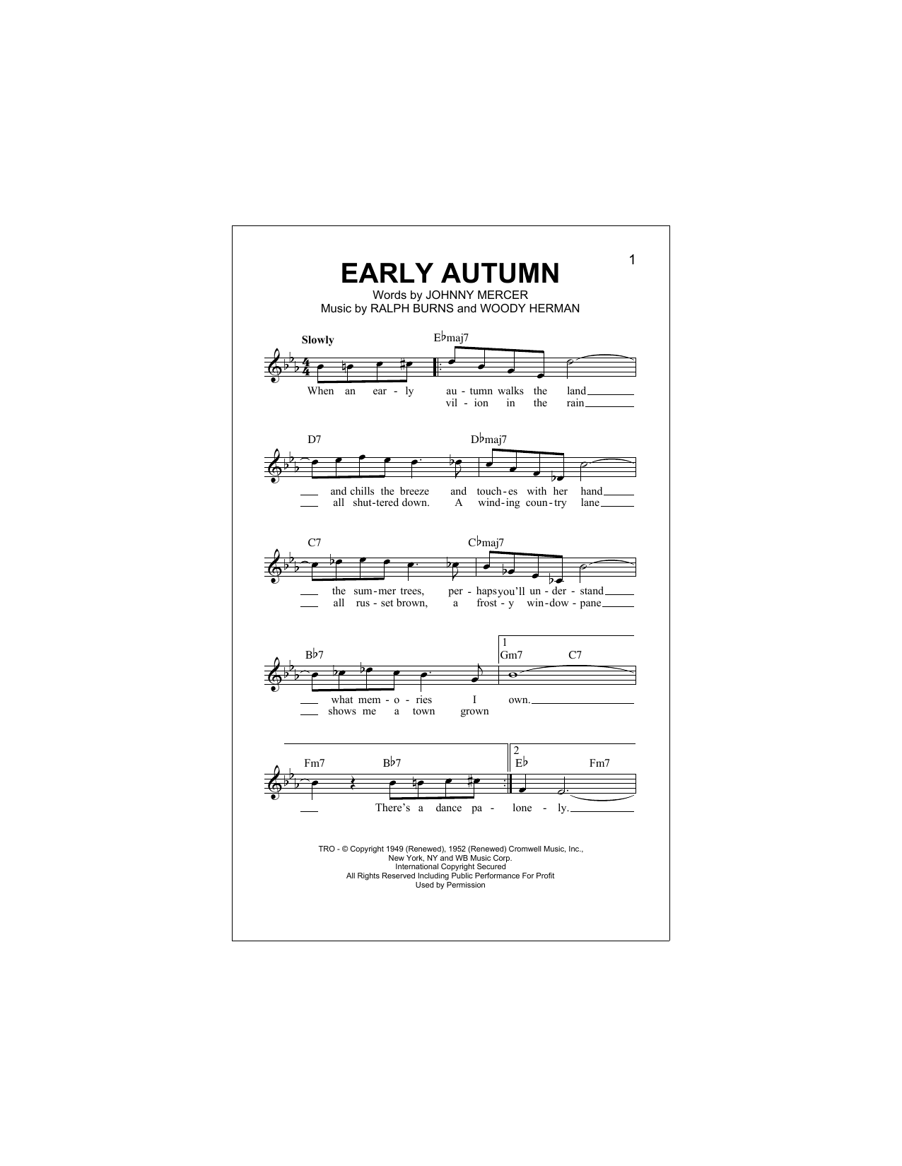 Download Johnny Mercer Early Autumn Sheet Music