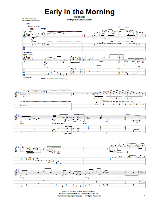 Download Eric Clapton Early In The Morning Sheet Music