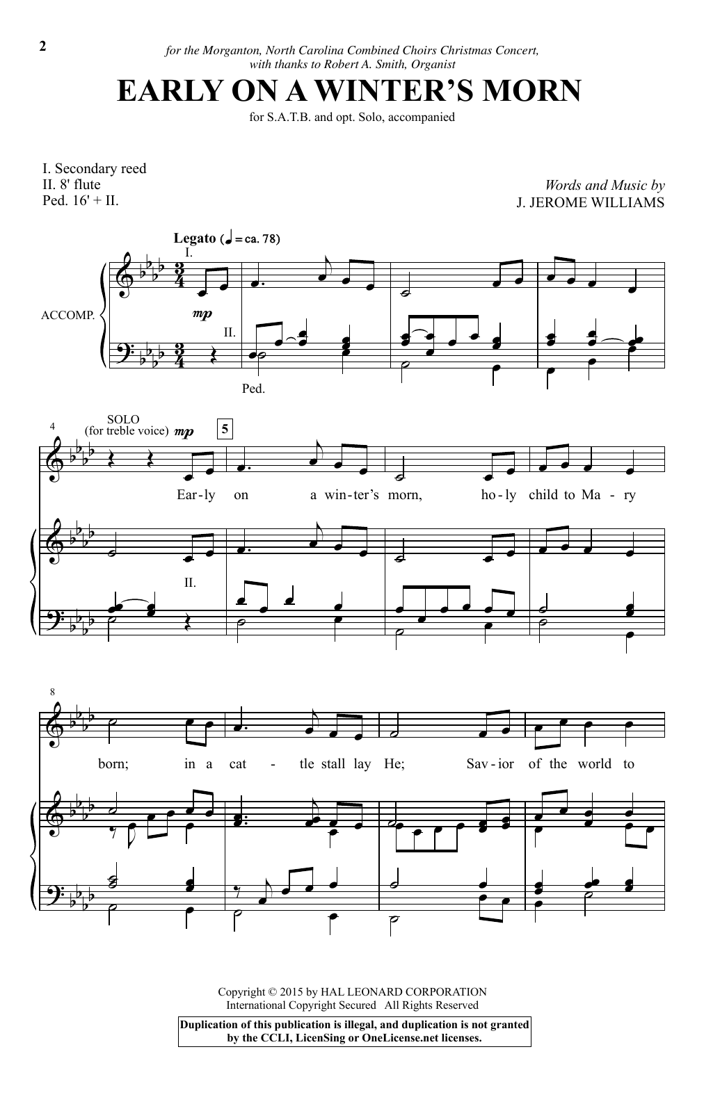 Download J. Jerome Williams Early On A Winter's Morn Sheet Music