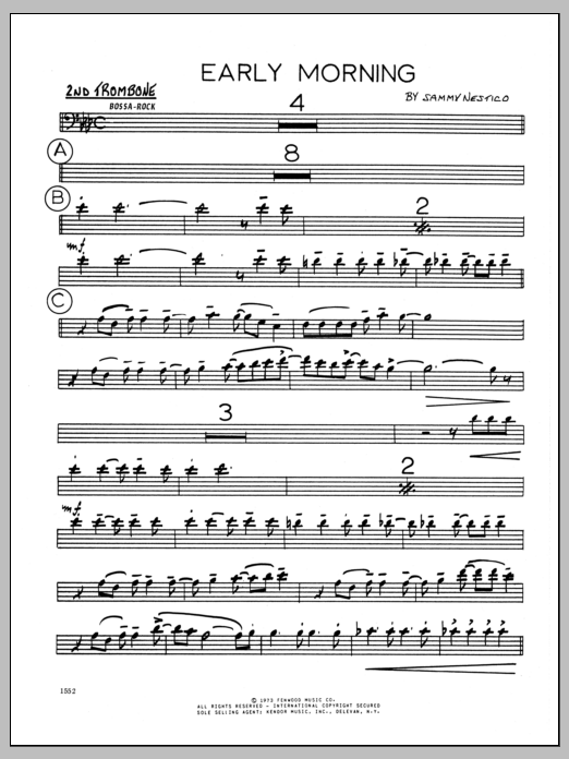 Download Sammy Nestico Early Morning - 2nd Trombone Sheet Music