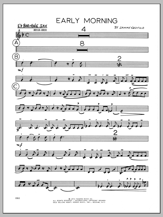 Download Sammy Nestico Early Morning - Baritone Sax Sheet Music