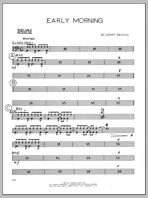 Download Sammy Nestico Early Morning - Drums Sheet Music