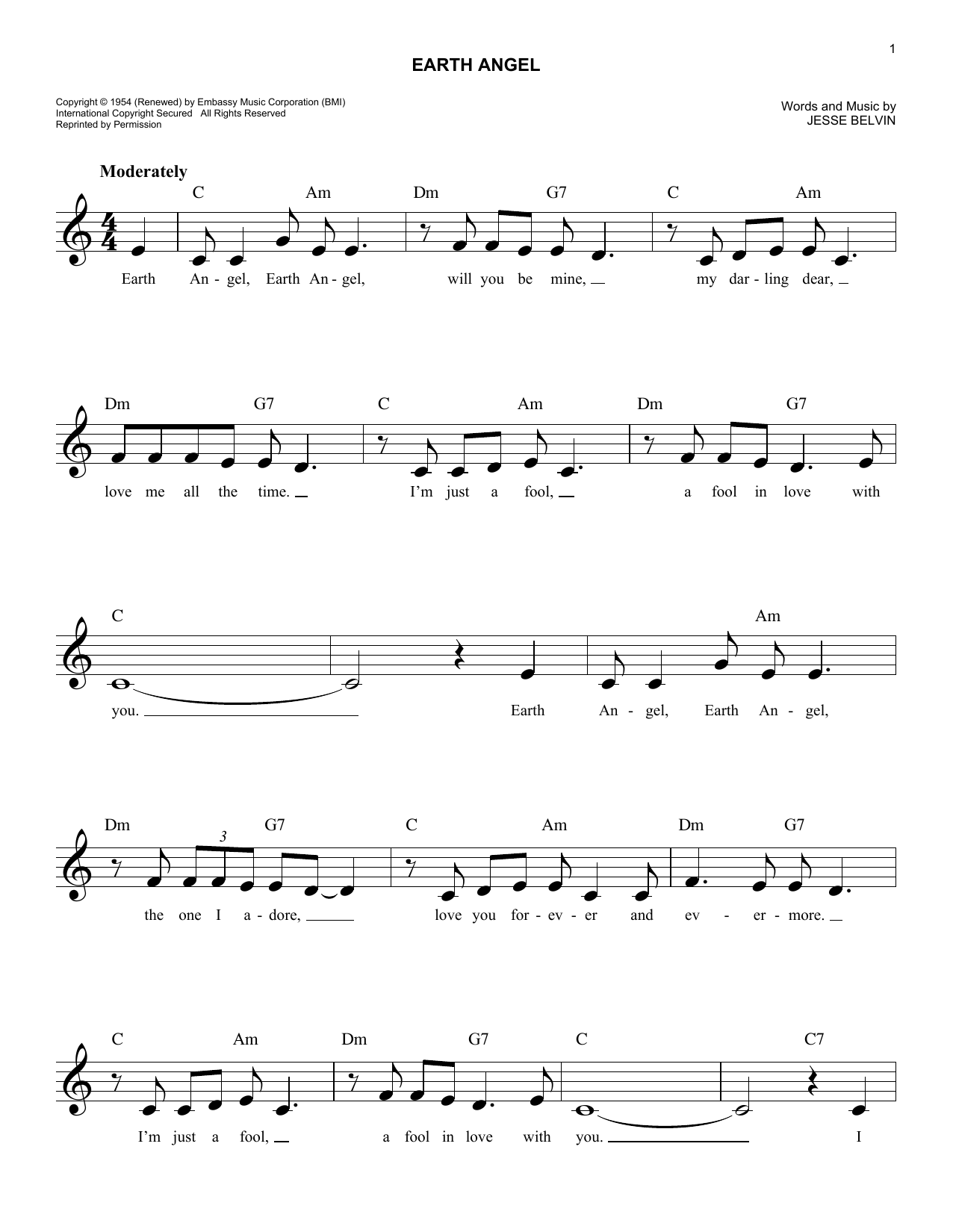 Download The Penguins Earth Angel Sheet Music