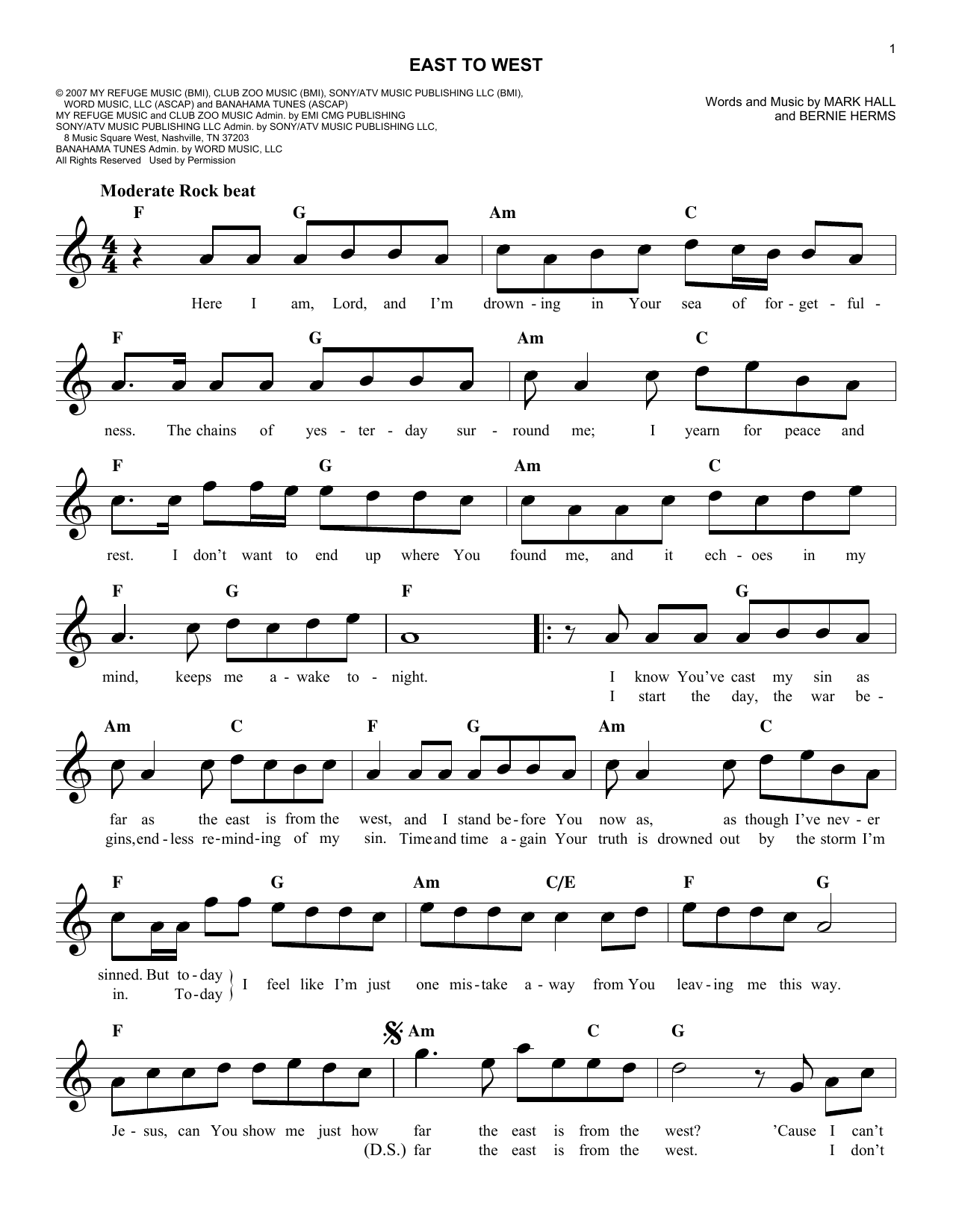 Download Casting Crowns East To West Sheet Music