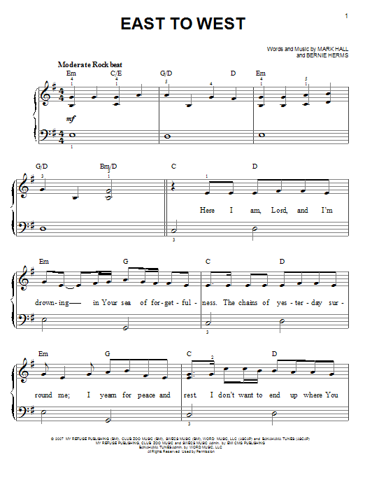 Download Casting Crowns East To West Sheet Music