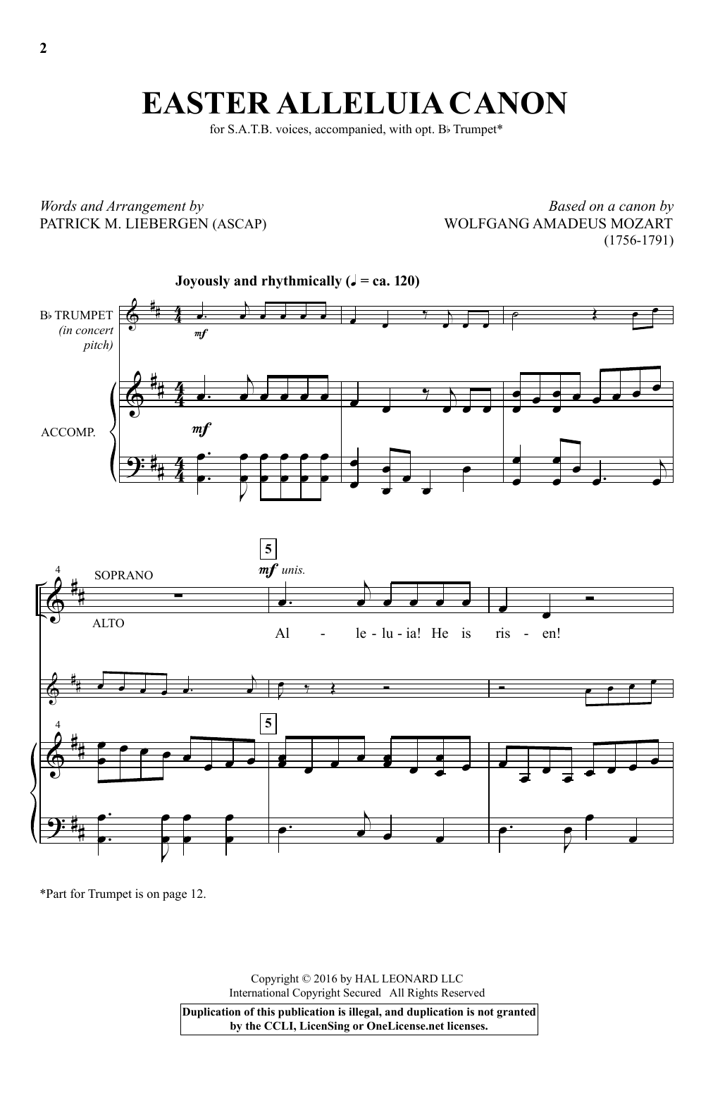 Download Patrick Liebergen Easter Alleluia Canon Sheet Music