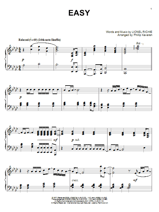 Download Commodores Easy Sheet Music