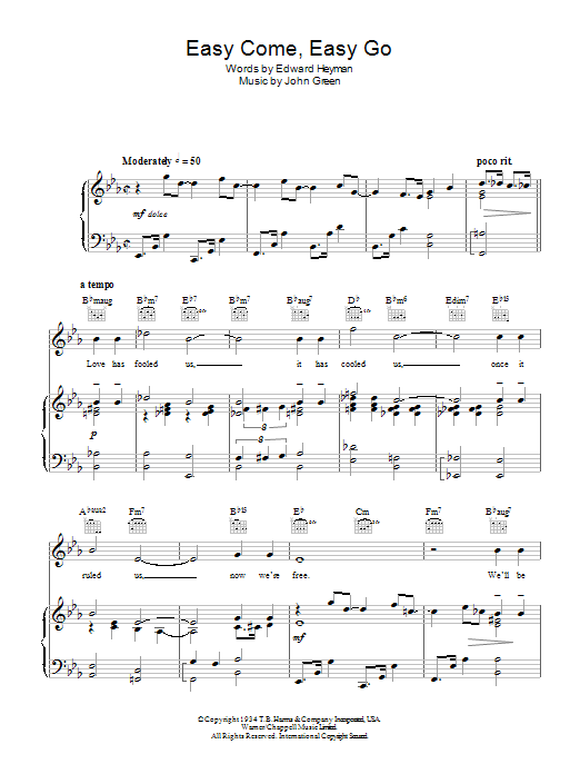 Download Diana Krall Easy Come, Easy Go Sheet Music