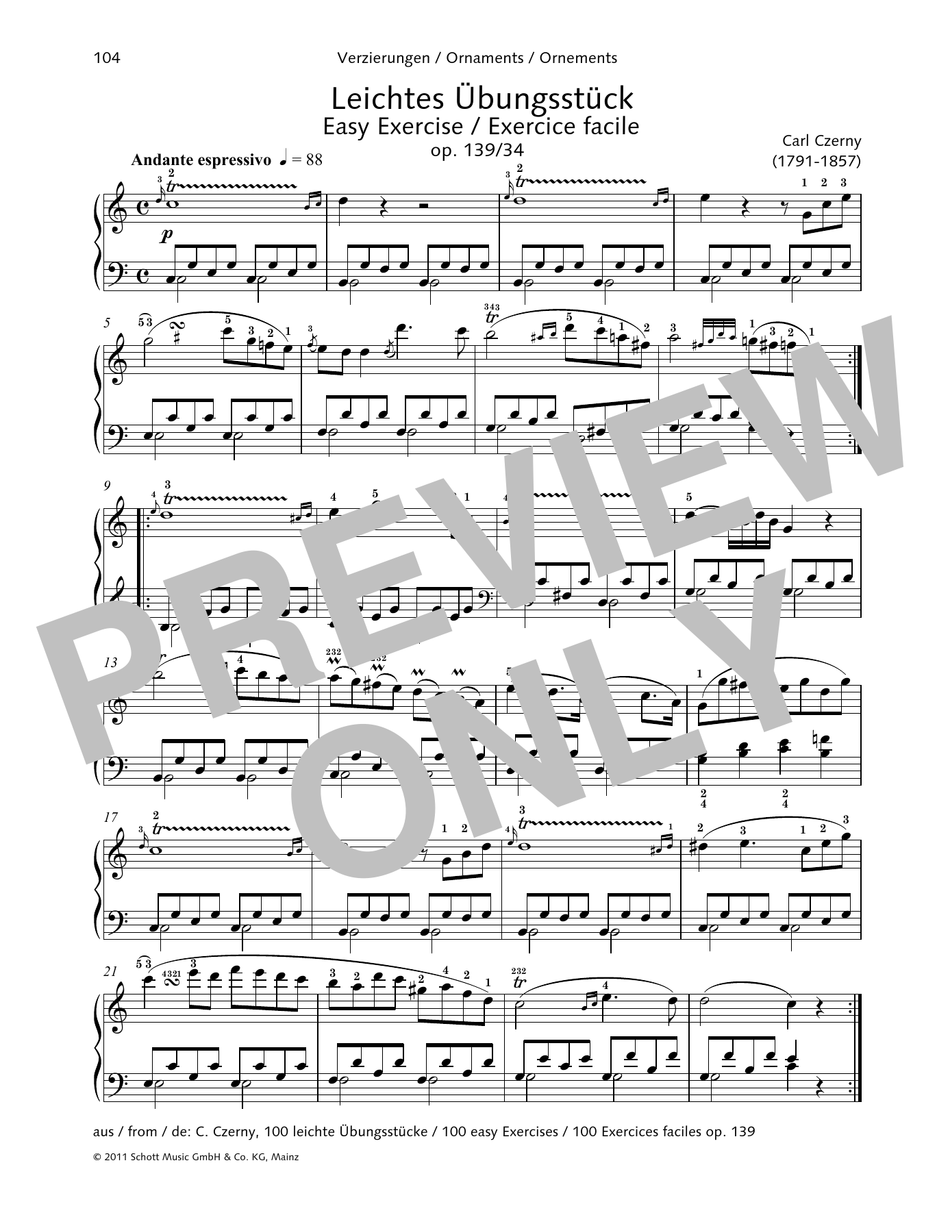 Download Carl Czerny Easy Exercise Sheet Music