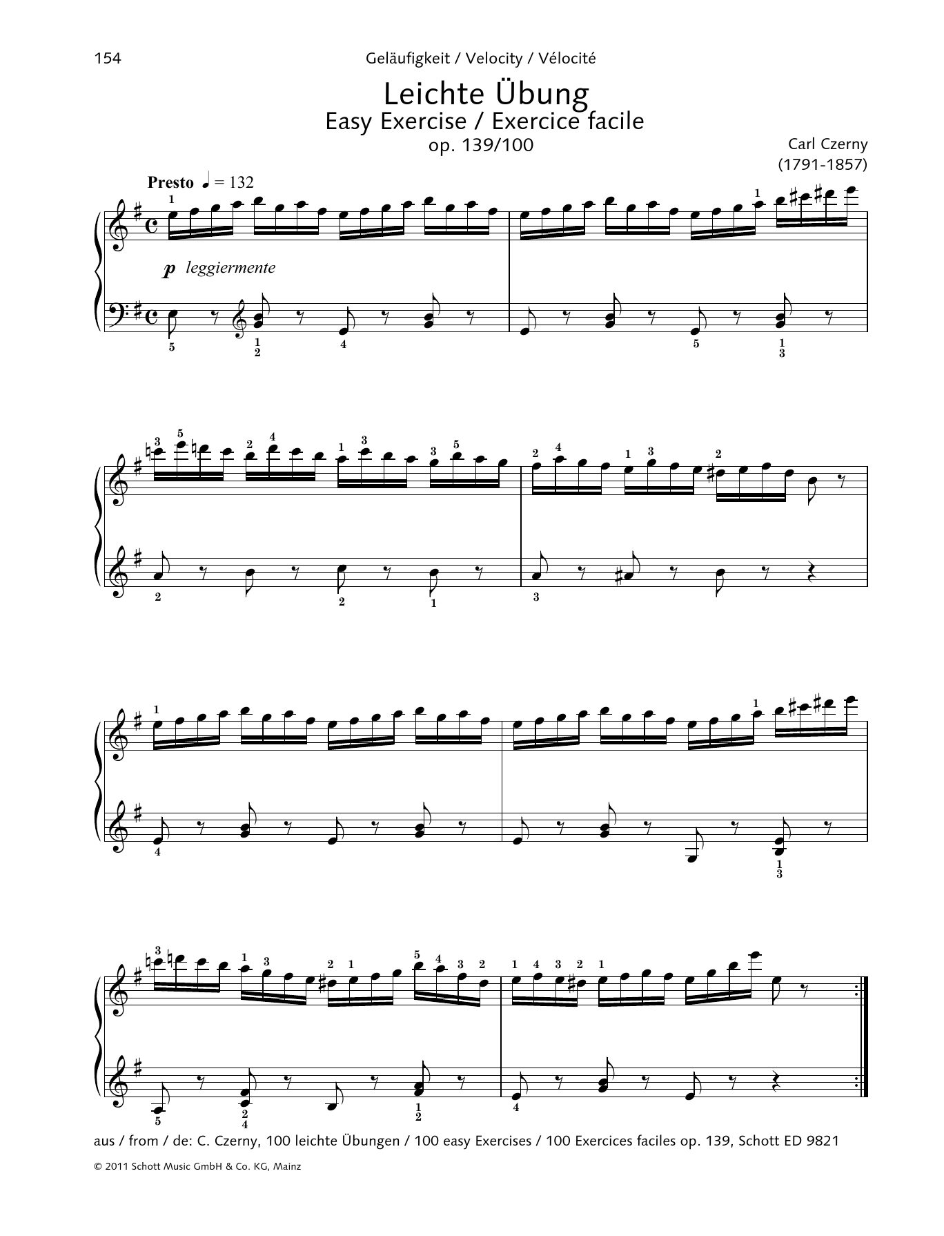 Download Carl Czerny Easy Exercise Sheet Music