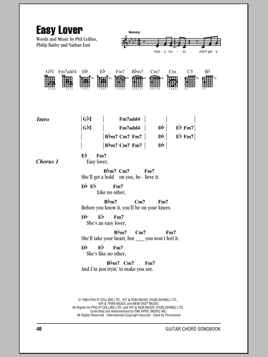 Download Phil Collins & Philip Bailey Easy Lover Sheet Music