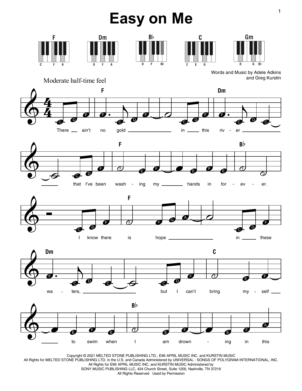 Download Adele Easy On Me Sheet Music