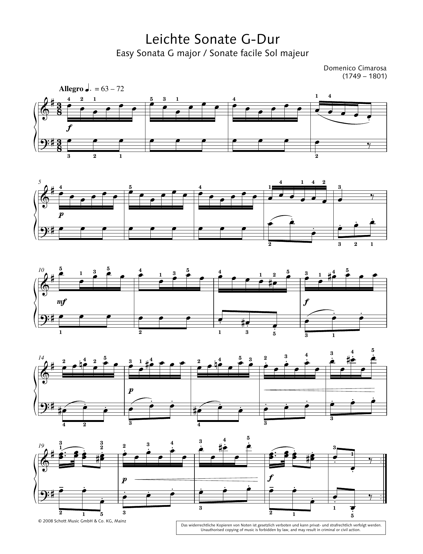 Download Hans-Gunter Heumann Easy Sonata in G major Sheet Music