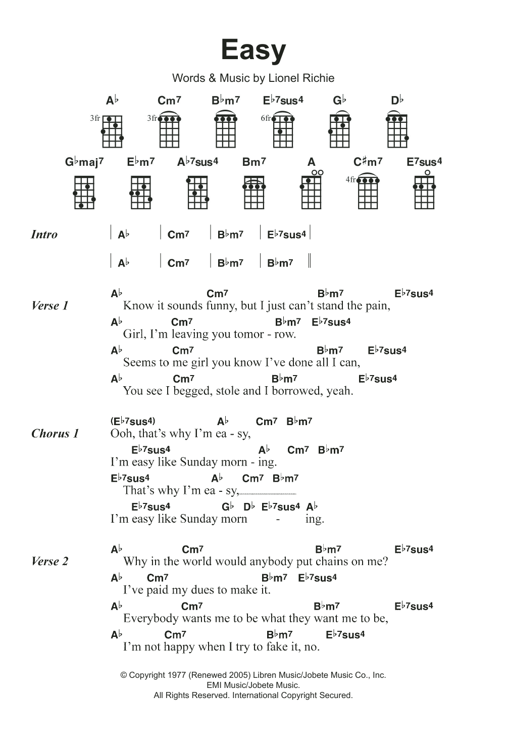 Download Commodores Easy Sheet Music