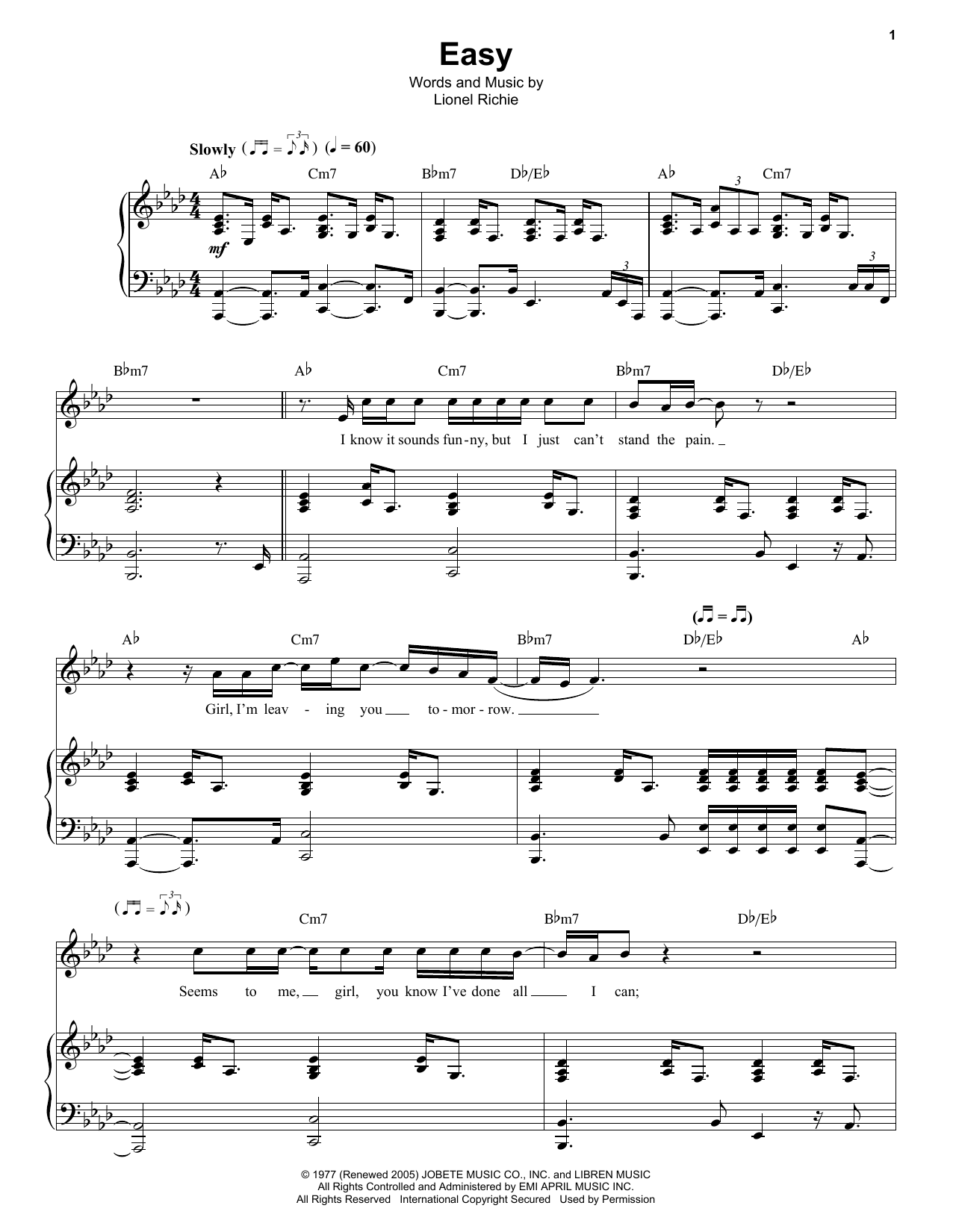 Download The Commodores Easy Sheet Music