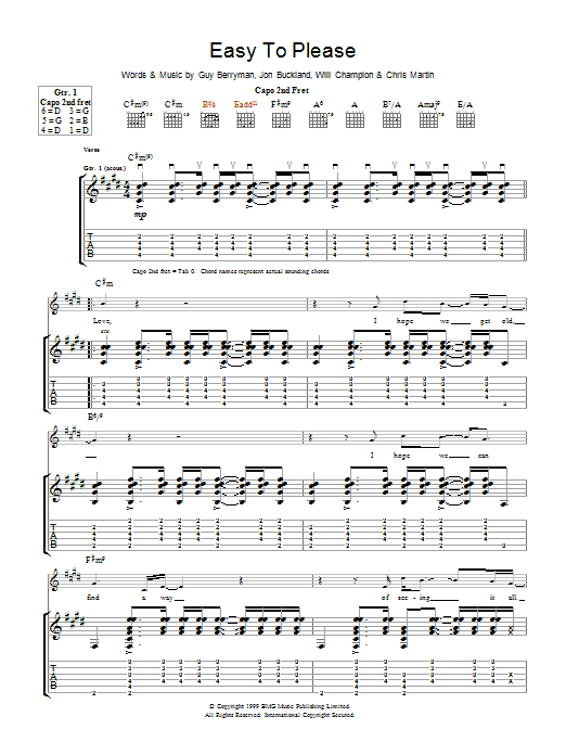 Download Coldplay Easy To Please Sheet Music