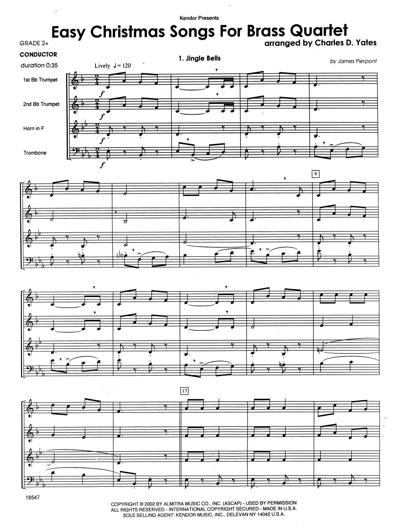 Download Charles D. Yates Easy Christmas Songs For Brass Quartet Sheet Music