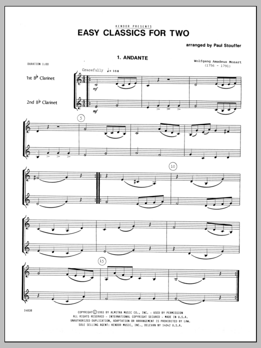 Download Stouffer Easy Classics For Two Sheet Music