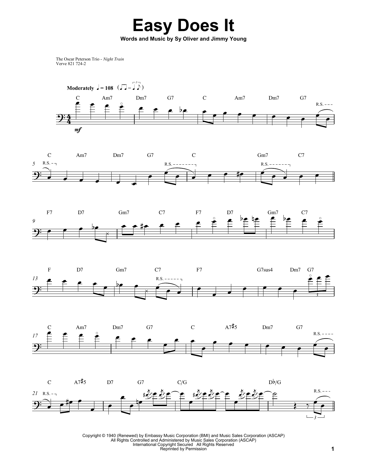 Ray Brown Easy Does It sheet music notes printable PDF score