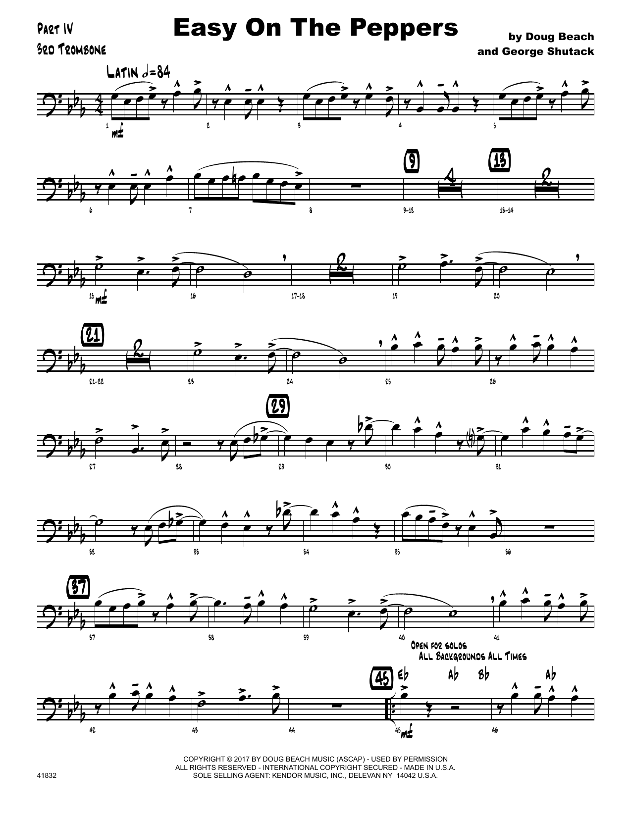 Download Doug Beach & George Shutack Easy On The Peppers - 3rd Trombone Sheet Music