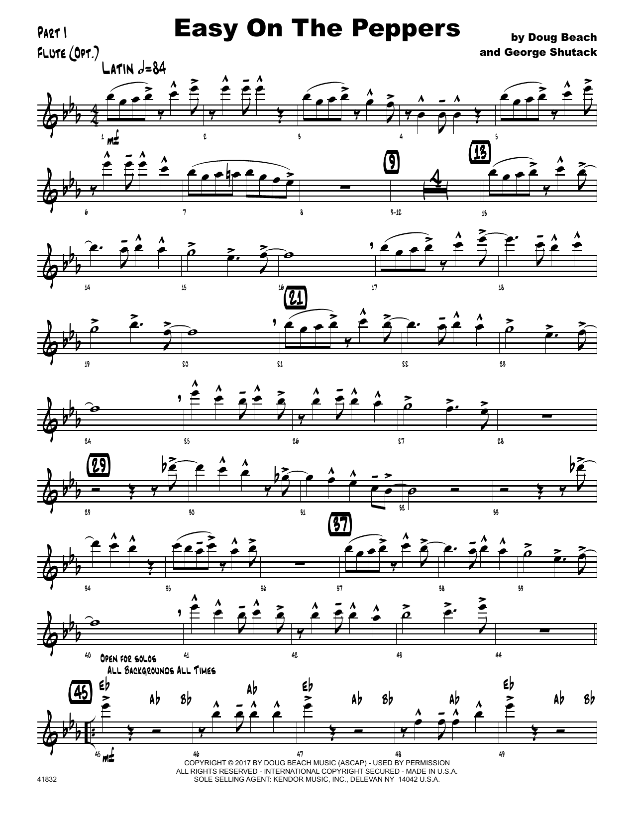 Download Doug Beach & George Shutack Easy On The Peppers - Flute Sheet Music