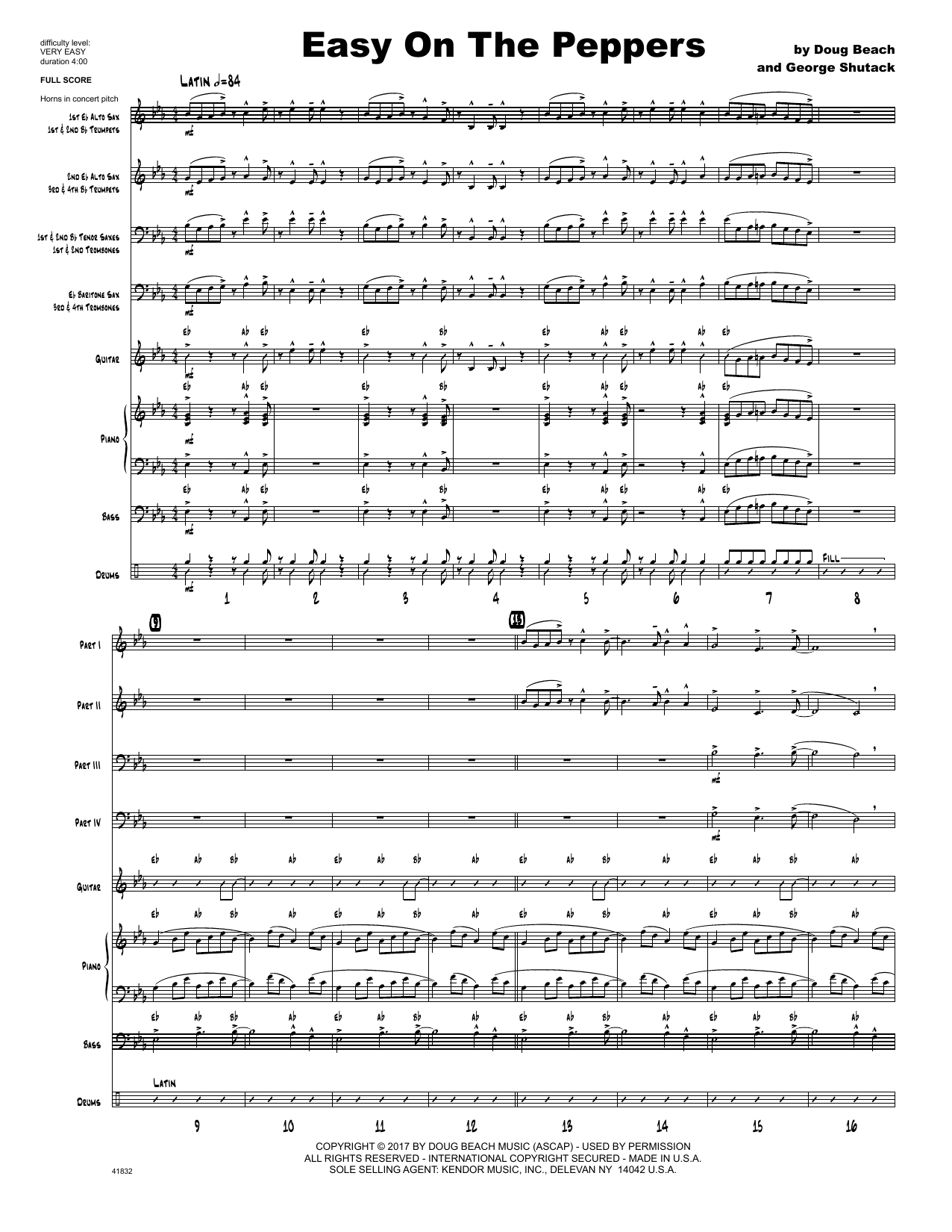 Download Doug Beach & George Shutack Easy On The Peppers - Full Score Sheet Music