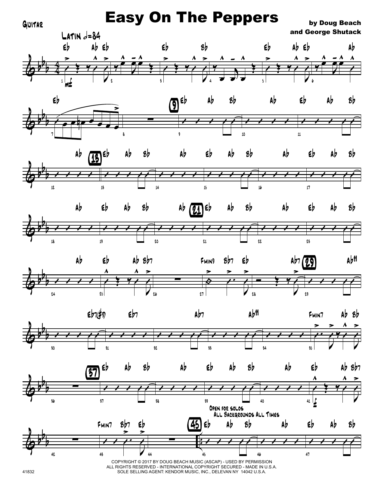 Download Doug Beach & George Shutack Easy On The Peppers - Guitar Sheet Music