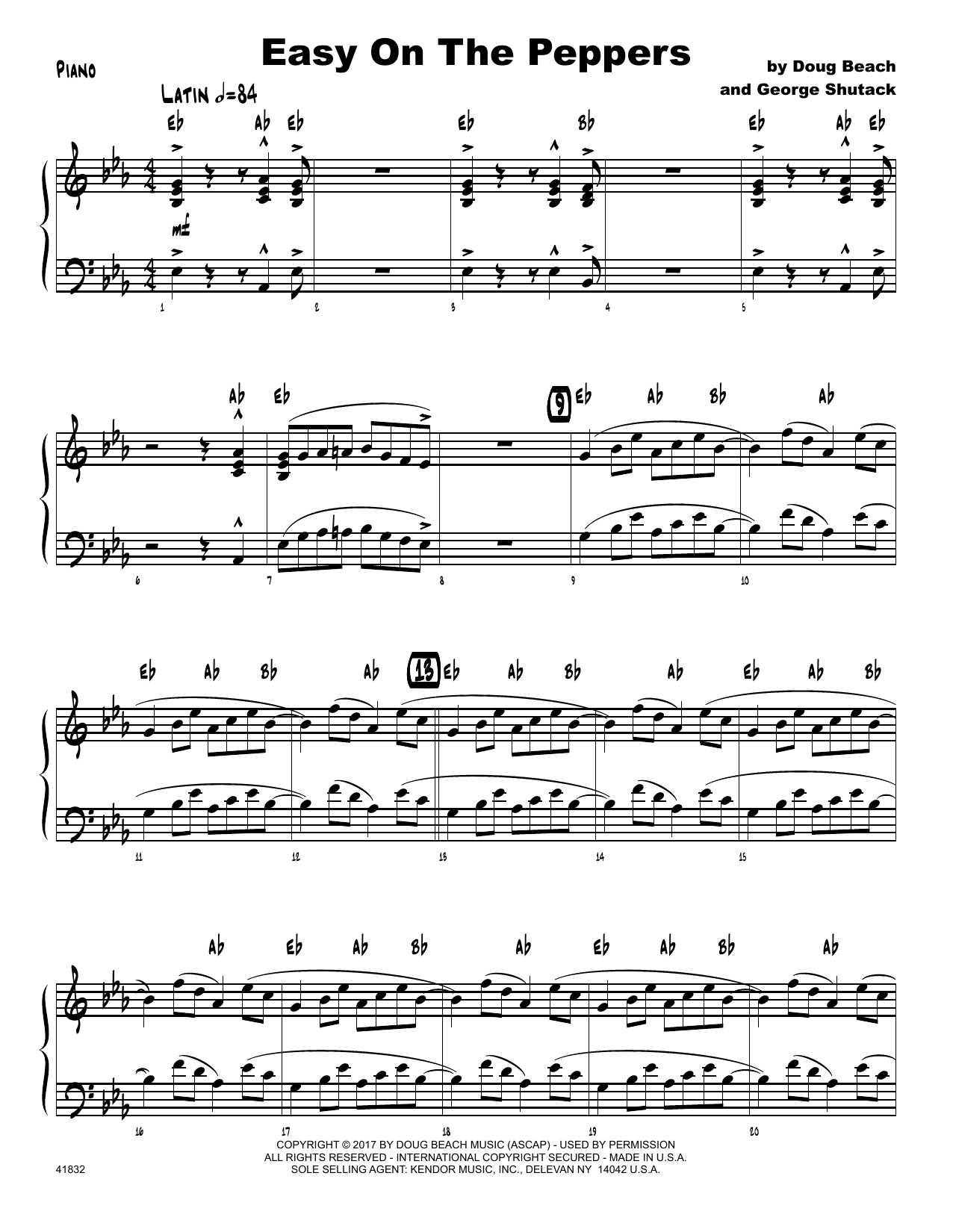 Download Doug Beach & George Shutack Easy On The Peppers - Piano Sheet Music