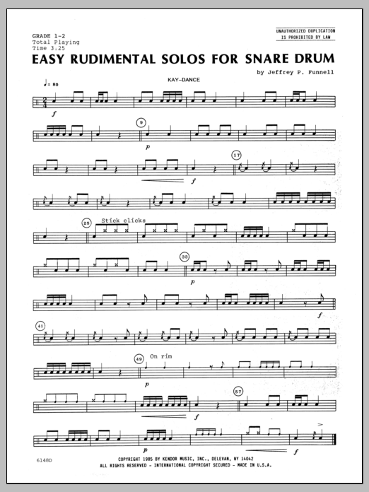 Download Funnell Easy Rudimental Solos For Snare Drum Sheet Music