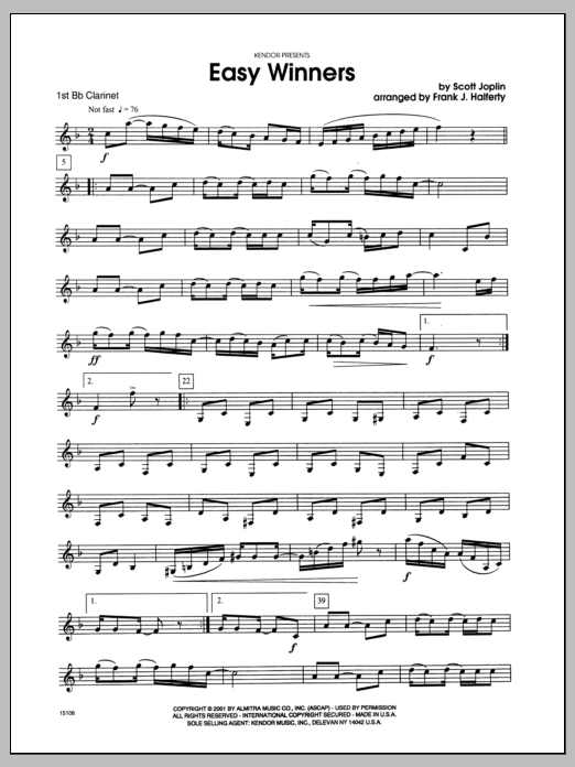 Download Halferty Easy Winners - Clarinet 1 Sheet Music