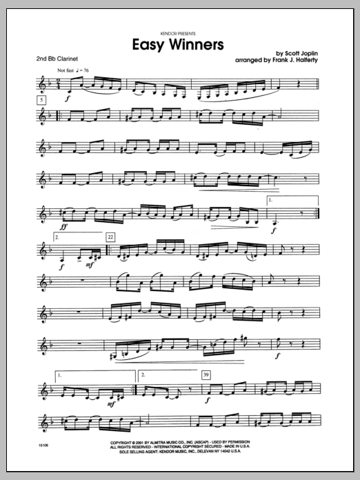 Download Halferty Easy Winners - Clarinet 2 Sheet Music