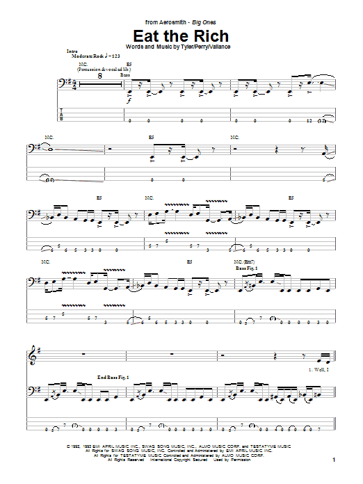 Aerosmith Eat The Rich sheet music notes printable PDF score