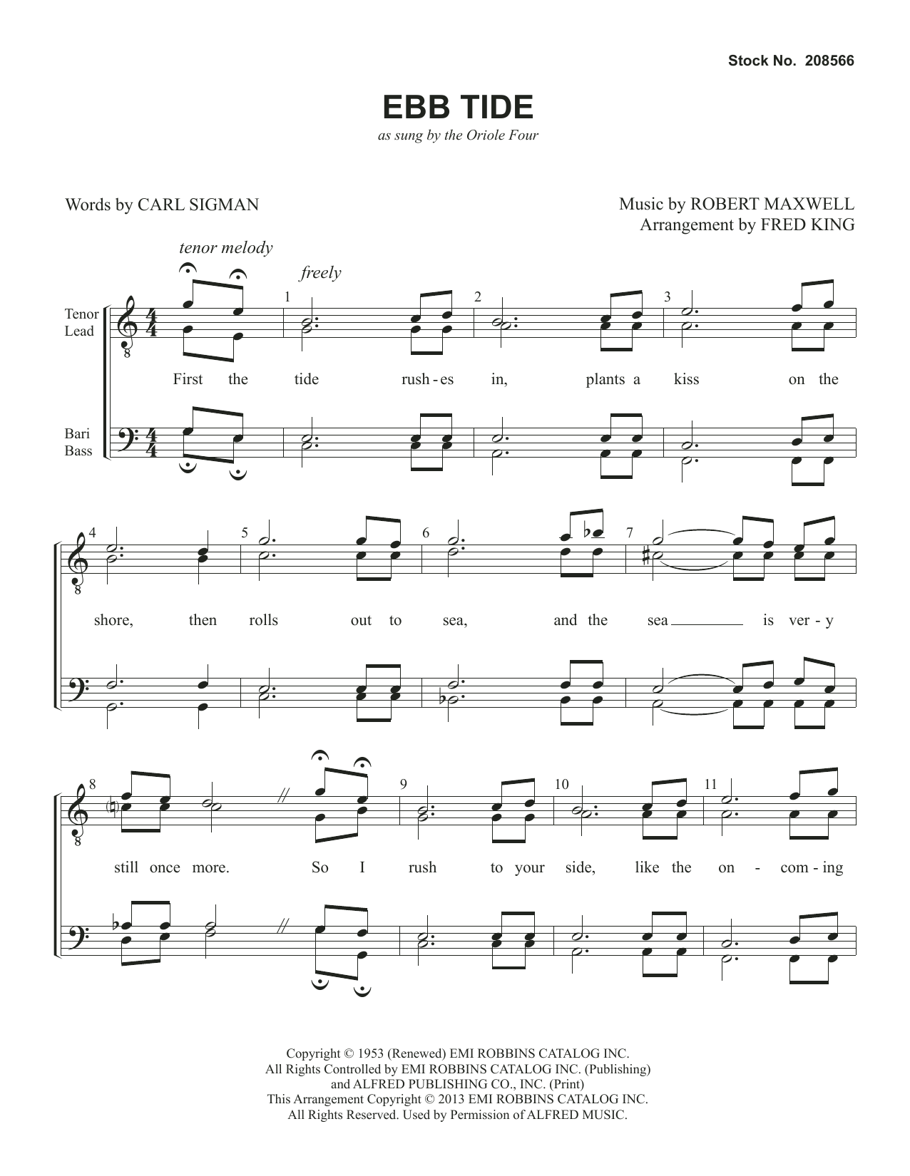 Download The Oriole Four Ebb Tide Sheet Music