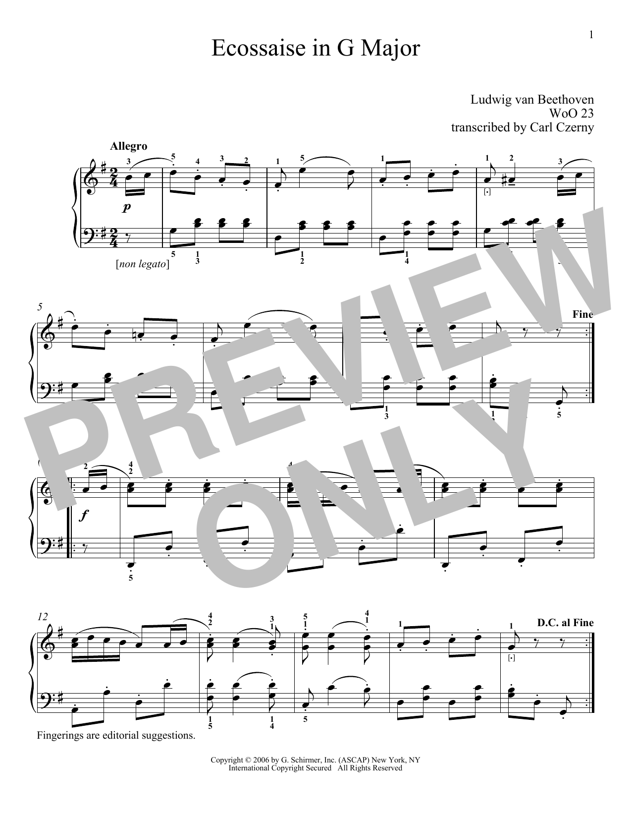 Download Ludwig van Beethoven Ecossaise In G Major, WoO 23 Sheet Music