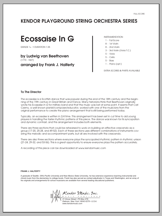 Download Frank J. Halferty Ecossaise In G - Conductor Score (Full Sheet Music