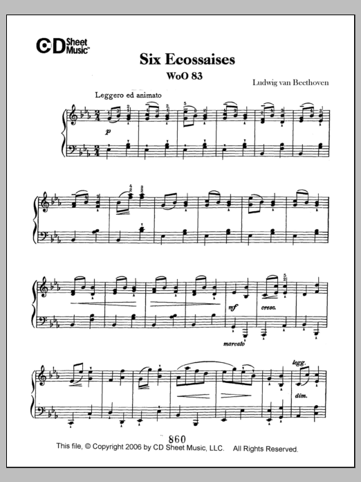 Download Ludwig van Beethoven Ecossaises (6), Woo 83 Sheet Music