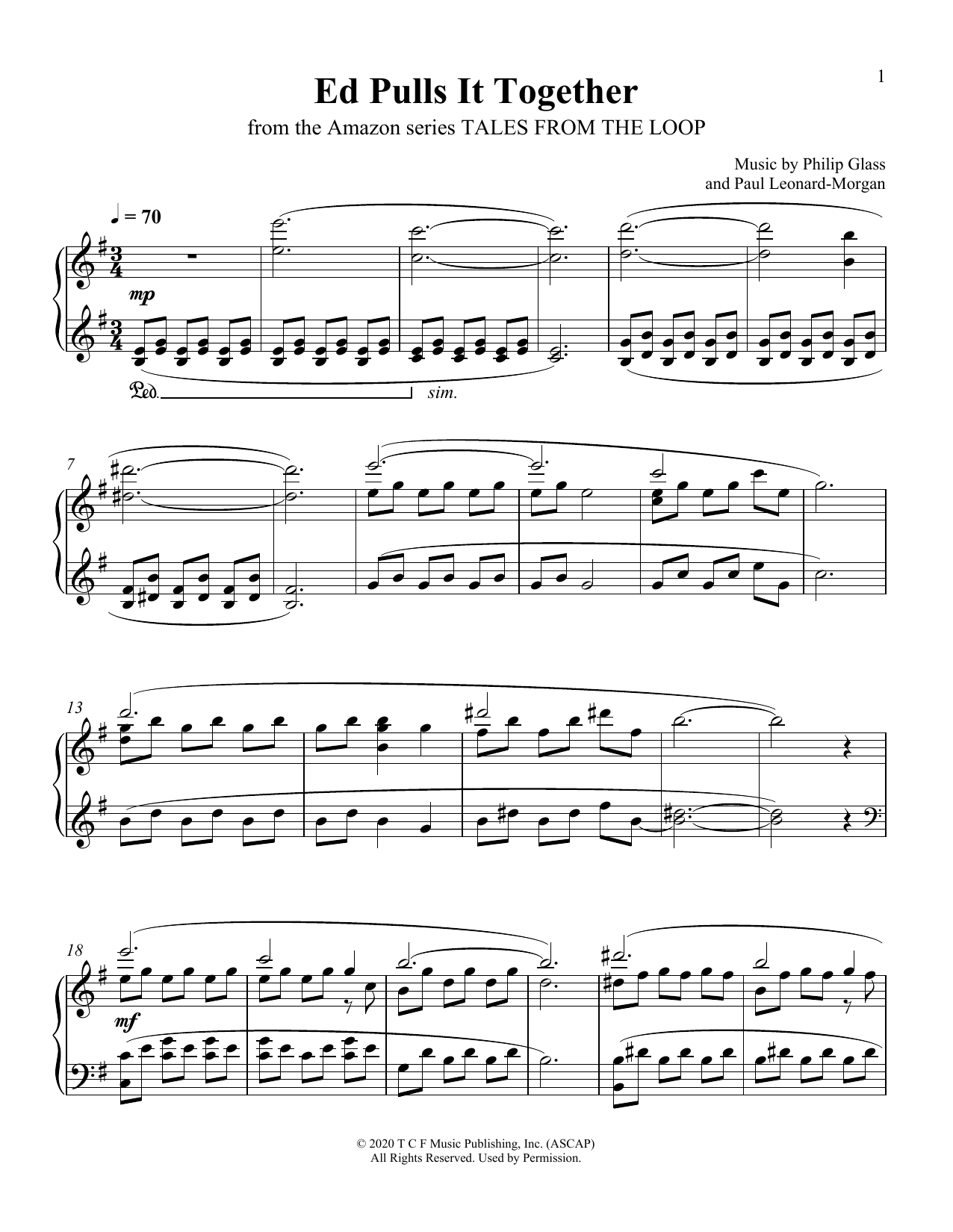 Download Philip Glass and Paul Leonard-Morgan Ed Pulls It Together (from Tales From T Sheet Music