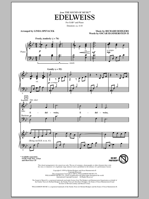 Download Linda Spevacek Edelweiss (from The Sound Of Music) Sheet Music