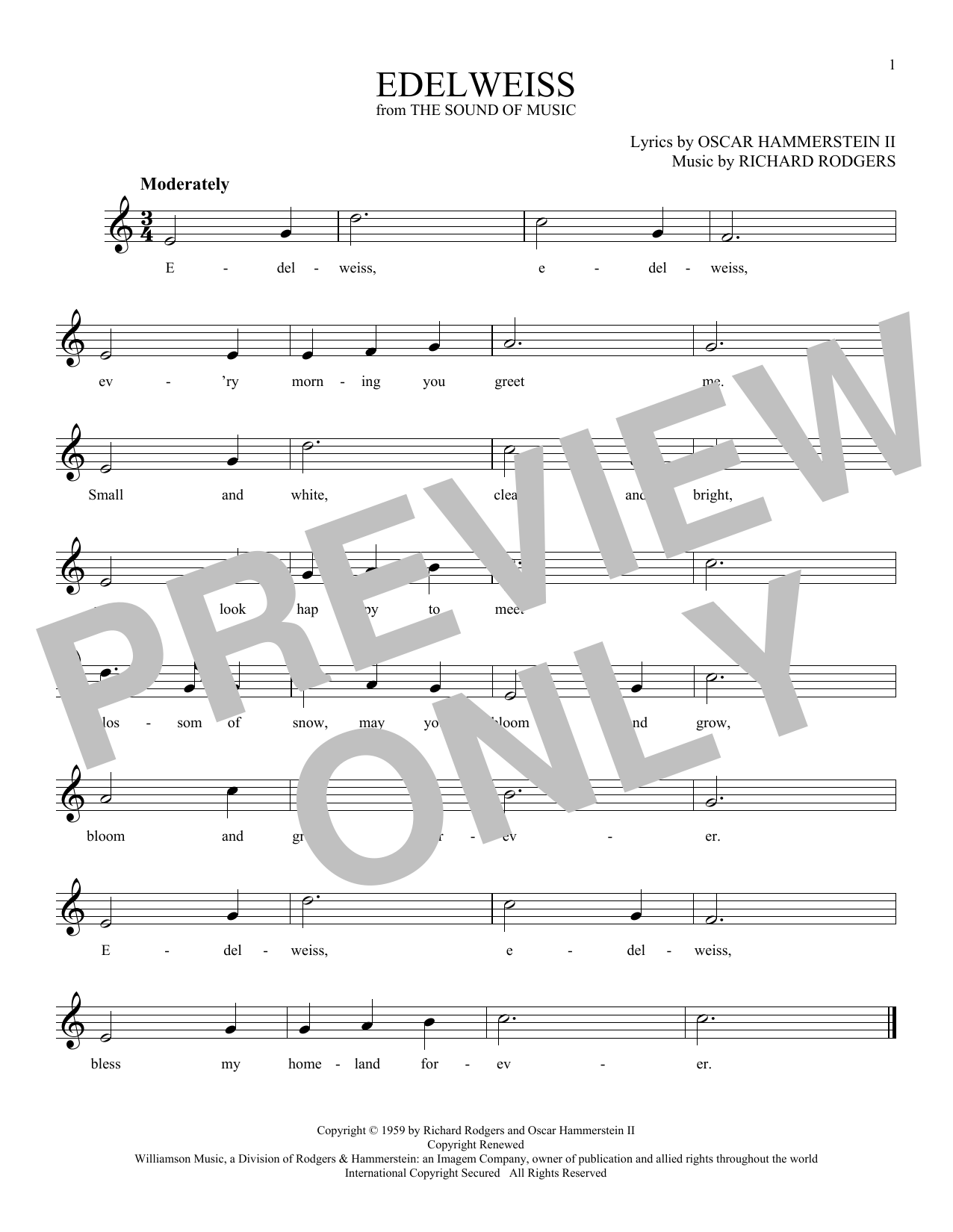 Download Rodgers & Hammerstein Edelweiss (from The Sound of Music) Sheet Music