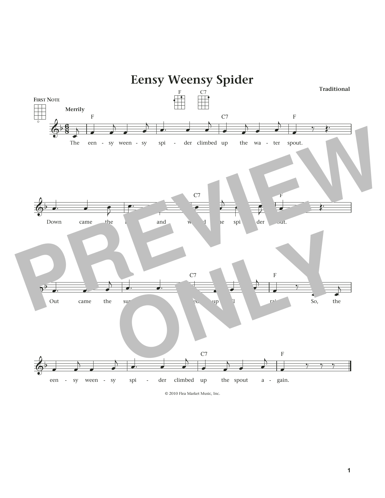 Download Traditional Eensy Weensy Spider (from The Daily Uku Sheet Music