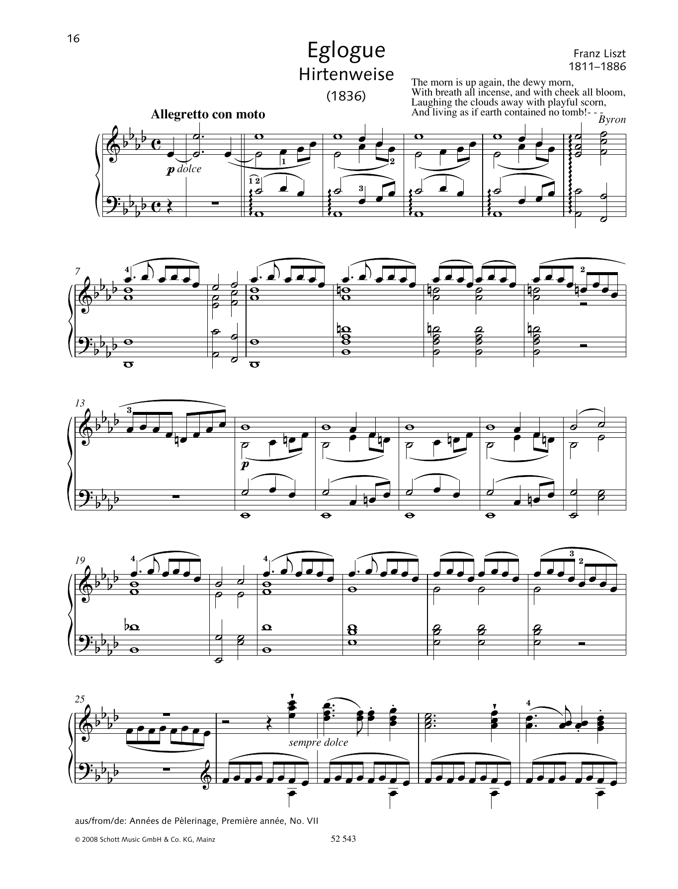Download Franz Liszt Eglogue (Hirtenweise) Sheet Music