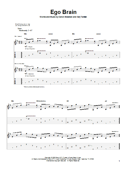 Download System Of A Down Ego Brain Sheet Music