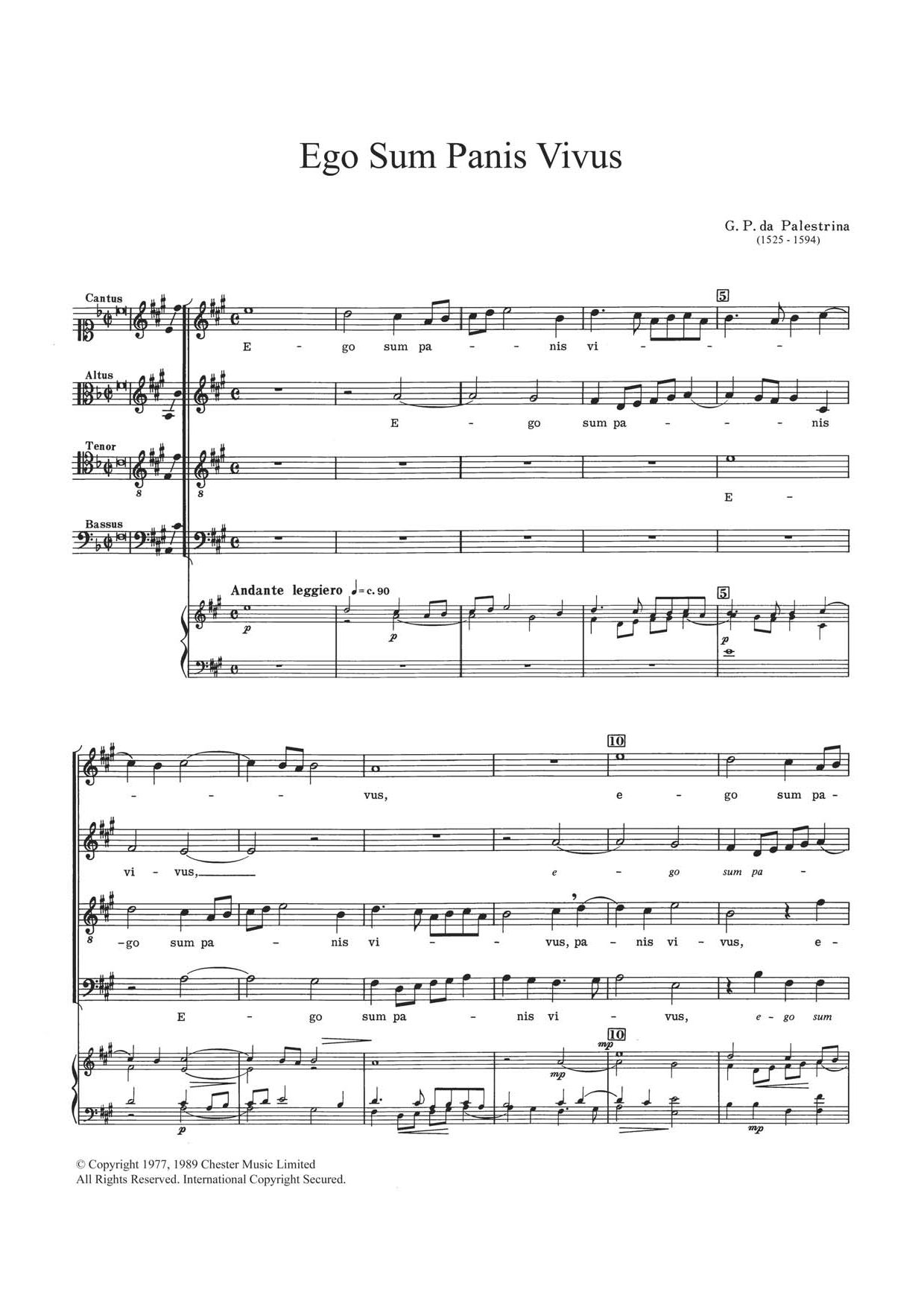 Download Giovanni Palestrina Ego Sum Panis Vivus Sheet Music