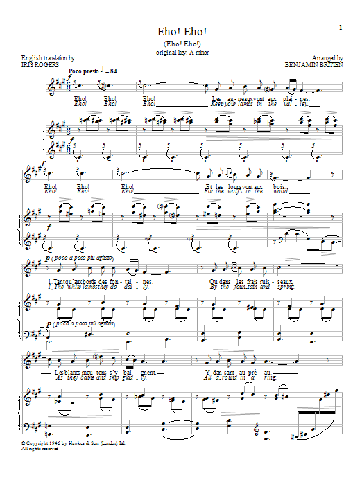 Download Benjamin Britten Eho! Eho! Sheet Music