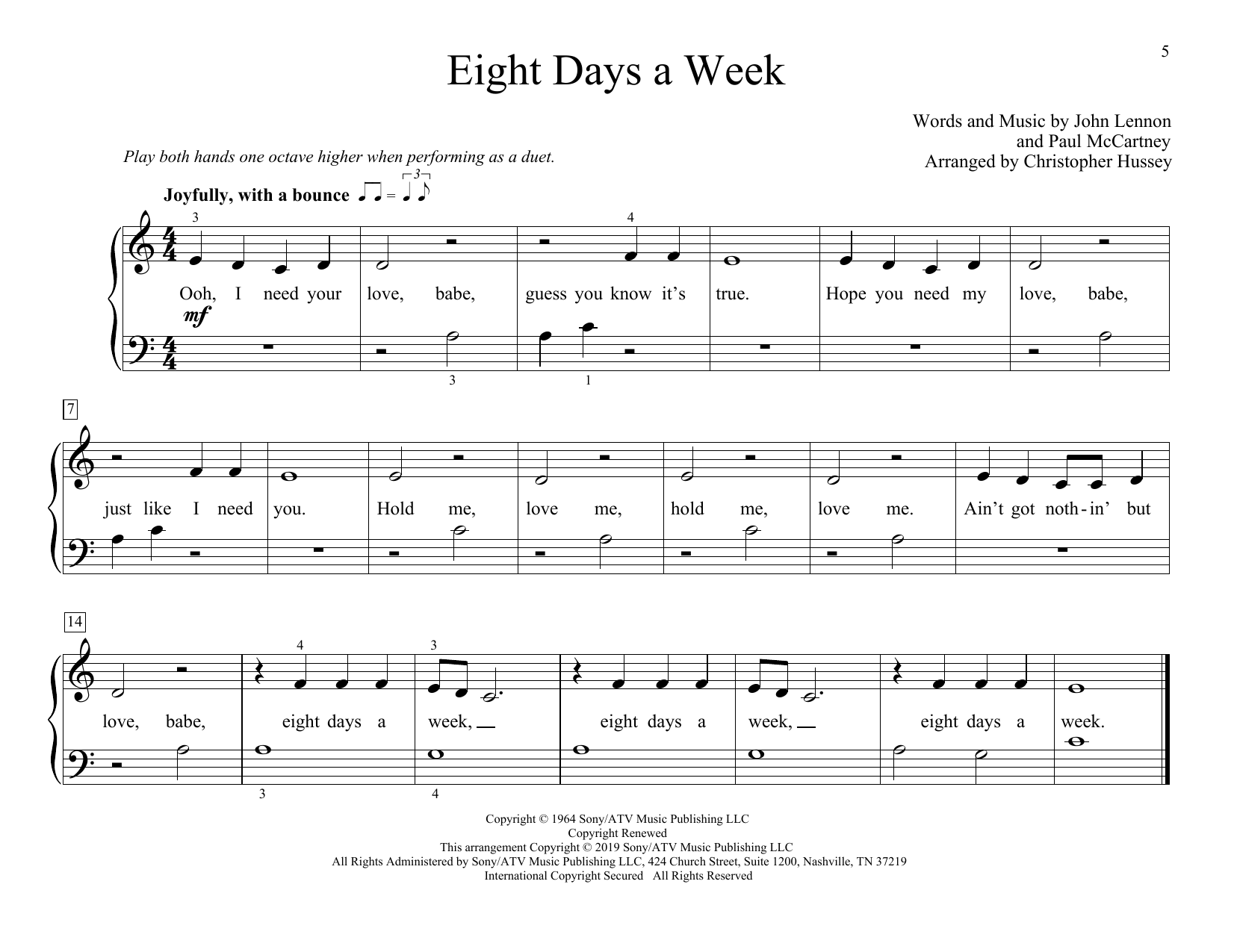 Download The Beatles Eight Days A Week (arr. Christopher Hus Sheet Music
